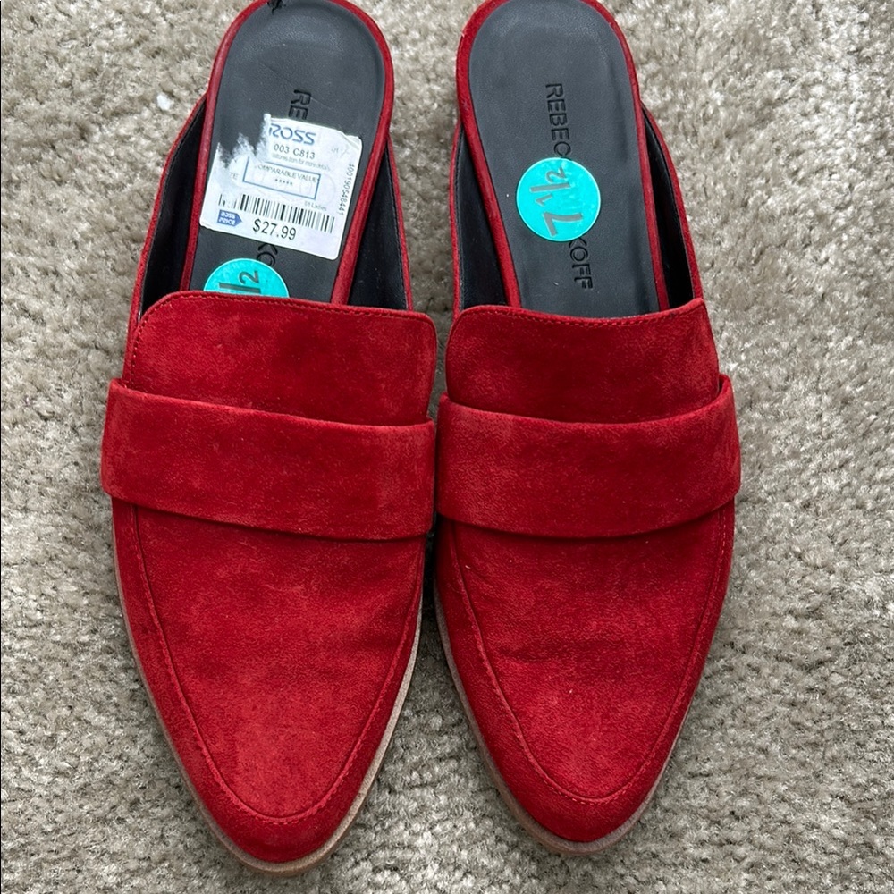 New Rebecca Minkoff Red Suede Loafers Sz 7.5.